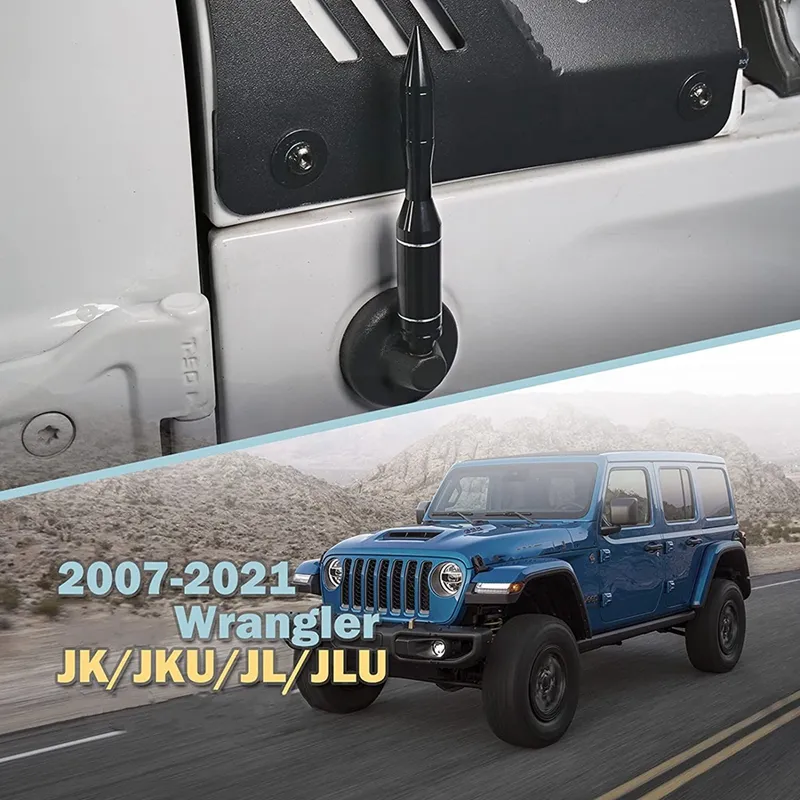 Antenna Replacement Accessories for 2007-2021 Jeep Wrangler JL JK, Aluminum  Antenna Accessories, Black 