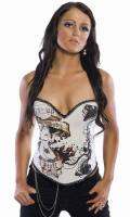 2021Sexy Blonde-Naked Girl Printed White Spandex Bustier Overbust Corset Spandex Lingerie Corset