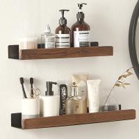 Bathroom Rack Wall-Mounted Shower Room Toilet Nordic Style Shelf Cosmetic Storage Kitchen Multi-Purpose Shelf Solid Wood