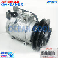 คอมเพลสเซอร์ ฮีโน่ เมก้า 10S15C Denso แท้ JK447190-74204D COM0109 คอมอยู่ฝั่งคนขับ สายพานร่องA 12.5mm Compressor For Hine mega คอมแอร์ คอม คอมเพสเซอร์ อะไหล่แอร์ เดนโซ่