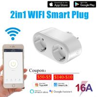 16A WiFi Tuya Smart Plug Wireless Socket Outlet 2 in1 Power Adapter Home Appliances Control Via Alexa Google Home Smart Life Ratchets Sockets