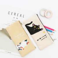 ❖✽ Cute Cartoon Cat Pencil Bag Canvas Pencil Case Student Stationery Pen Pencil Eraser Storage Bag Makeup Bag School Office Supply