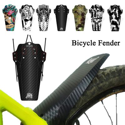 【CW】 BicycleFront and Rear Tire WheelBike Mudguard Printed Plastic CyclingProtectors with Cable Ties