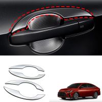 4Pcs Chrome Silver Car Exterior Side Door Handle Frame Cover Trim For Toyota Yaris Ativ / VIOS 2022 2023