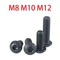 Black Grade 12.9 Carbon Steel Hex Hexagon Socket Round Head Screws Bolts M8 M10 M12 Furniture Mushroom Cap Hex Socket Bolt Screw Nails Screws  Fastene