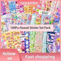 RUPANBO039392692 100Pcs คาวาอิ ชุดสติ๊กเกอร์แพ็ค กาวติดแน่น Kpop วงแหวน สติกเกอร์เลเซอร์น่ารัก งานทำมือ รูปลอกสมุดติดรูปแล็ปท็อป สติกเกอร์เกาหลี DIY อุปกรณ์ตกแต่งเครื่องเขียน