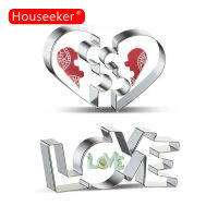 Houseeker 1ชิ้นแม่พิมพ์ปริศนาสแตนเลสสตีลรักรูปร่างหัวใจเค้กและแม่พิมพ์บิสกิตอบมูสฟองดองตัดแม่พิมพ์ DIY ของขวัญวาเลนไทน์