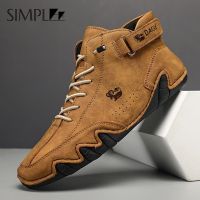 Casual Shoes for Men Vulcanized Shoes Fashion Leather Roman Comfort Lace-Up Boots Outdoor Male Tennis Sneakers Zapatillas Hombre