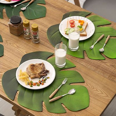 new Insulation Mat Simulation Tablecloth Sheet Leaf Shape Tropical Palm Pad Table Kitchen Accessories