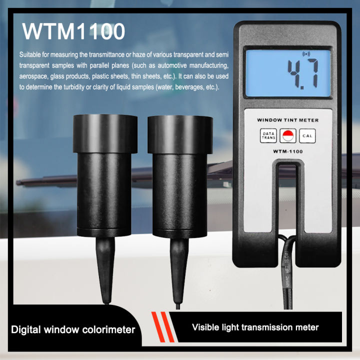 Digital Window Tint Meter with Sensor 18mm Thickness Visual Light  Transmission Continuous Measuring 100% Range Glass Plastic