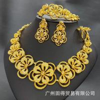 jewelry set ดูไบดอกไม้สร้อยคอต่างหูสร้อยข้อมือแหวนชุดเครื่องประดับชุดสร้อยคอเจ้าสาวอินเดีย