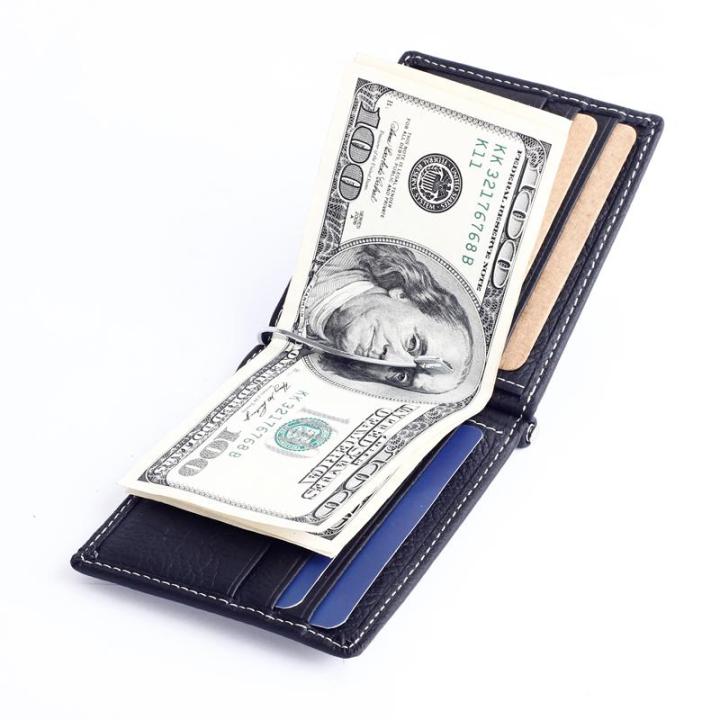 gubintu-เงินคลิปกระเป๋าสตางค์แท้สำหรับผู้ชาย-กระเป๋าสตางค์หน้าพร้อมกระเป๋ามีซิปรหัสบัตรเครดิต