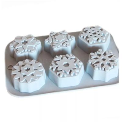 GL-แม่พิมพ์ ซิลิโคน ลายเกล็ดหิมะ 6 ช่อง (คละสี) snowflake silicone mold