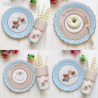 ▦ 10Guests Cute Little Bear Party Tableware Baby Shower Decor We Can Bearly Wait Plate Bear Cups Baby Shower Boy Girl Kids Favor