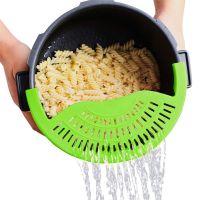 【CC】 Gadgets Silicone Strainer Clip Pan Drain Rack Bowl Funnel Rice Pasta Vegetable Washing Colander Noodle