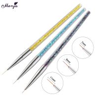 Monja 3pcs/Set 7/9/11mm Nail Art Acrylic French Painting Brush Flower Design Stripes Lines Liner DIY Drawing Pen Manicure Tools Artist Brushes Tools