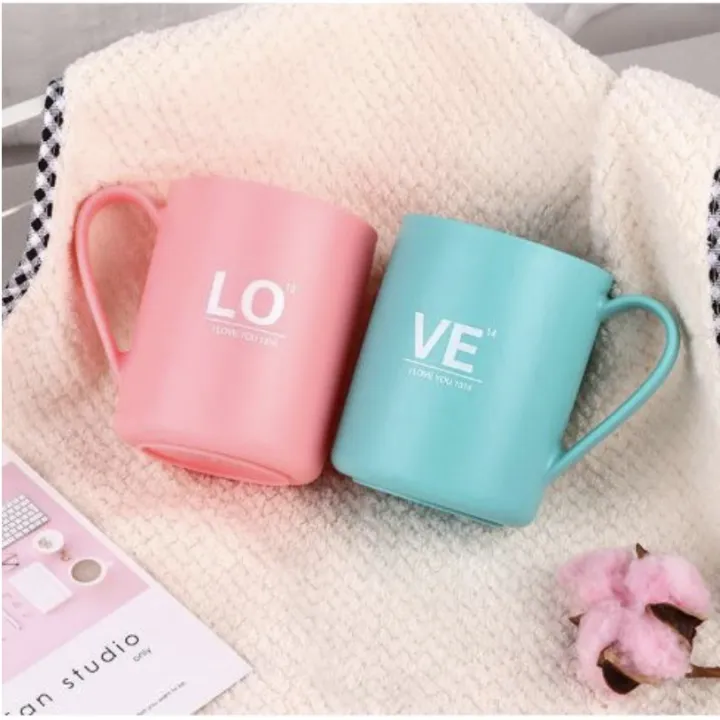 Long Store Gelas Love Cantik Gelas Couple Cantik Mug Plastik Pasangan