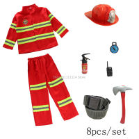 New Year Christmas Gift Fireman Sam Costume for Kids Boys Girls Firefighter Cosplay Uniform Role-play Carnival Fancy Suit