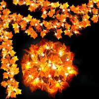 2/3/6M Artificial Maple Leaf Leaves LED Light String Fall Decor Fairy Garland Autumn Thanksgiving Home Indoor Outdoor Decor