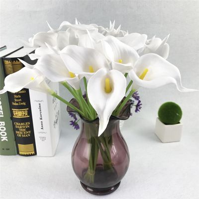 [AYIQ Flower Shop] พวงกางเกงดอกไม้ประดิษฐ์คัลล่าลิลลี่ PU 1/5/10/20ชิ้นดอกไม้ปลอมงานแต่งงานช่อดอกไม้ตกแต่งบ้านของตกแต่งฤดูใบไม้ร่วง