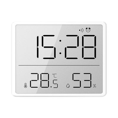 Digital Hygrometer with Clock Humidity Monitor Timer Alarm for Home Office Baby Room