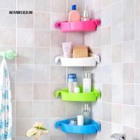 ✙✆ √Wn Triangle Double Sucker Wall Corner Shelf Rack Bathroom Storage Organizer