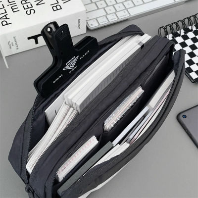 กระเป๋าปากกาเคลือบเงาสีดำ FLEWWER เคสดินสอความจุขนาดใหญ่หลายชั้นเรียบง่าย Ins ลมมัลติฟังก์ชั่กระเป๋าเก็บของกระเป๋าเครื่องเขียน