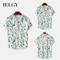 IELGY เสื้อเชิ้ตแขนสั้นลายดอกไม้สำหรับผู้ชาย,เสื้อกันหนาวแบบสวมหัวสดใสขนาดเล็กลำลองเข้าได้กับทุกชุด