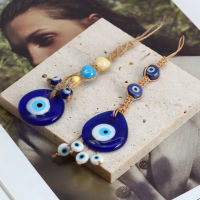 [Foocome] สีฟ้าตุรกี Eye Glass Evil Eye จี้แขวนผนังลูกปัดหลายสี Handmade ตกแต่งสำหรับห้องนั่งเล่นรถ Gift