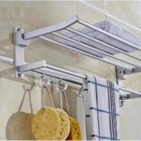 2 Layer Aluminum Wall-Mounted Shower Shelf Metal Bathroom Towel Coat Rack Shower Tray Bathroom Towel Bracket вешалка для полотен