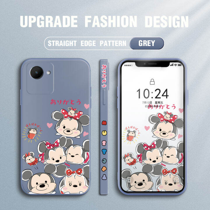 เคส-ggk-สำหรับ-realme-c30s-การ์ตูนน่ารักมิกกี้เมาส์มินี่เมาส์รูปแบบขอบสี่เหลี่ยมของเหลวปลอกซิลิโคนคลุมทั้งหมดกล้องเคสป้องกัน