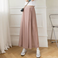 2022 Summer New Style Pleated Chiffon Wide Leg Pants Fashion Slim High Waist Drape Elegant Ankle-length Pants Skirt Trousers