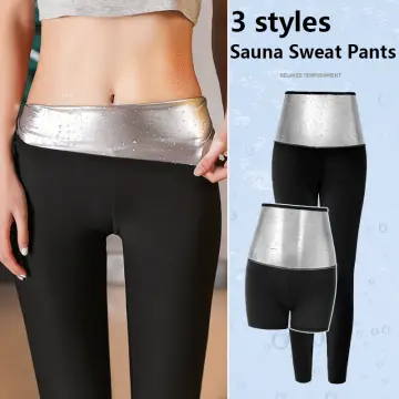 SG Seller)Woman Sweat Sauna Pants Plus Size High Waist Body Shaper Weight  Loss Slimming Pant Fitness Workout sport pant