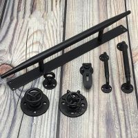 1 piece Barn Door Handle Iron Cabinet Handle and Industry Knobs Black Metal Door Handle Retro American Countryside Door Hardware Locks