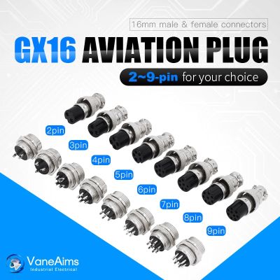 ✌✼ 1set GX16 2/3/4/5/6/7/8/9 Pin Male Female 16mm L70-78 Circular Aviation Socket Plug Wire Panel Connector