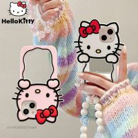 เคสโทรศัพท์ Qiqi Sanrio เคส Iphone Hello Kitty,เคส IPhone 14 13 12 11 Pro Max สร้อยข้อมือฝาปิดมีกระจกเงาสุดหรูเคสแฟชั่นสวยงามไอโฟน