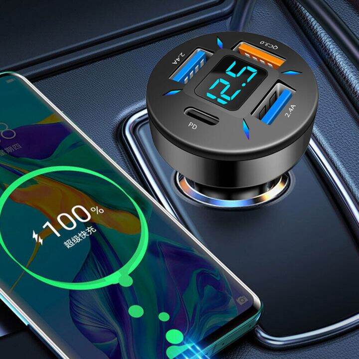 lz-fast-charging-4ports-pd-usb-66w-car-charger-adapter-led-display-qc-3-0-accessoriescar-gadgets-and-accessories