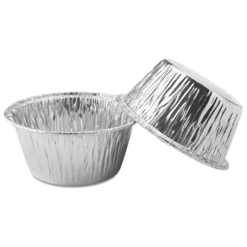 100 Aluminum Foil Muffin Cupcake Ramekin 4oz Cups with Lids Disposable