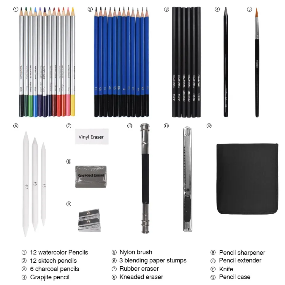 EGOSONG 41 Drawing Set Sketch Kit, Sketching Supplies with Sketchbook,  Graphite, and Charcoal Pencils, Pro Art Drawing Kit for Adults Teens  Beginners