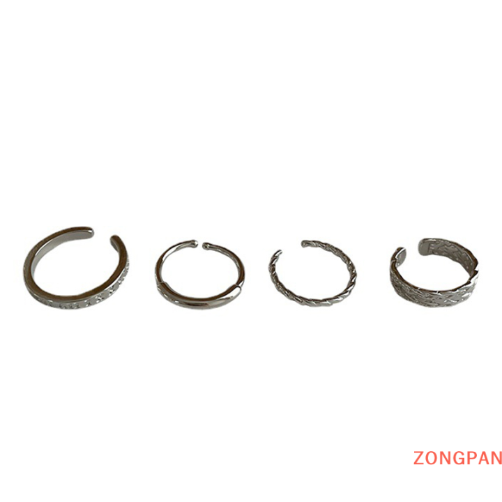 zongpan-3ชิ้นแฟชั่นวินเทจพังค์แหวนใส่นิ้วปรับได้สีเงินย้อนยุคแหวนทันสมัยสำหรับผู้หญิงของขวัญเครื่องประดับ