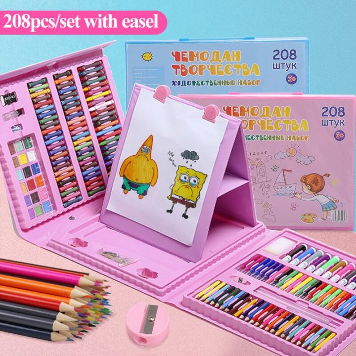 students-drawing-watercolor-pens-amp-oil-pastels-amp-colored-pencils-tool-208pcs-set-childrens-art-painting-birthday-christmas-gift