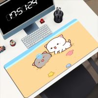 แผ่นรองเมาส์ Kawaii เครื่องเกมคีย์บอร์ดพีช Mochi Cat Table Mat Mausepad อุปกรณ์เกมพีซี แผ่นรองเมาส์ Mousepad Mats Cabinet