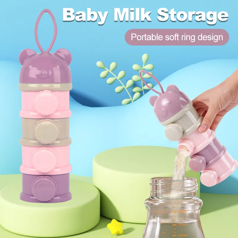 4 Layers Baby Milk Storage Powder Container Feeding Case Box Portable  Non-Leakage Food Supplement Rice Noodle Sealed Compartment Organizer Layer  Formula Dispenser Travel