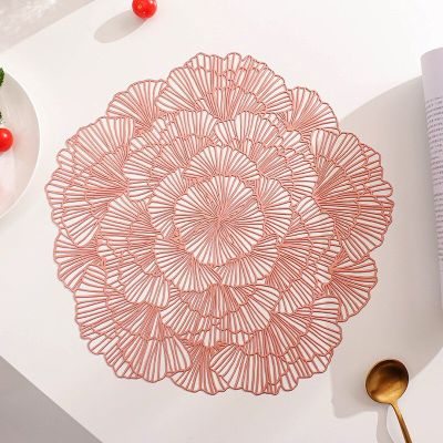 Flower Placemat PVC Hollow Hot Stamping Table Mat Hotel Heat Insulation Non-slip Coffee Cup Steak Plate Pad