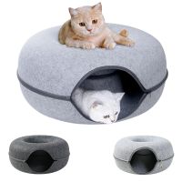 Donut Pet Cat Tunnel Interactive Play Toy Cat bed Dual Use Ferrets Rabbit Bed Tunnels Indoor Toys Cats House Kitten Training Toy