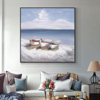 Barocco Abstract Seascape Boats On The River Oil Painting On Canvas Hand Painted Landscape Painting Wall Art For Bedroom Home Decoration