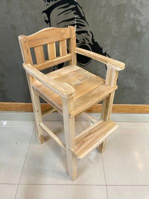 เก้าอี้บาร์เด็ก พักเท้า (งานดิบ) ขนาด 35*35*90 เก้าอี้เด็ก บาร์ เก้าอี้ไม้ เก้าอี้ไม้สัก เวียงสักงาม TT.shop แพร่