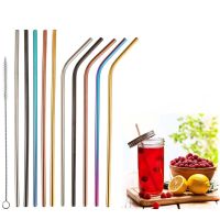 Stainless Steel Metal Drinking Straws Straight/Bent Reusable Washable Brushes