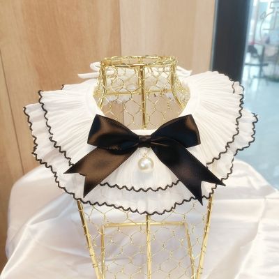[HOT!] Puppy Lace Black and White Maid Bib Photo Prop Princess Wind Puppy Kitten Necklace Wedding Accessories Collar Pet Cat Dog