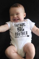 Newborn Toddler Baby Boy Short Sleeve Future Big Brother Letter Printed Cotton Baby Onesie Summer Cute Baby Bodysuit